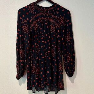 Free People Women’s Flowers In Her Hair Floral Tunic Blouse Top – Size Medium